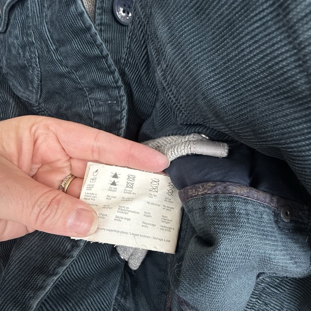 Vtg Esprit Teal Corduroy Trucker Jacket Removable Lambswool Dickey Y2K Size‎ S - Picture 10 of 16